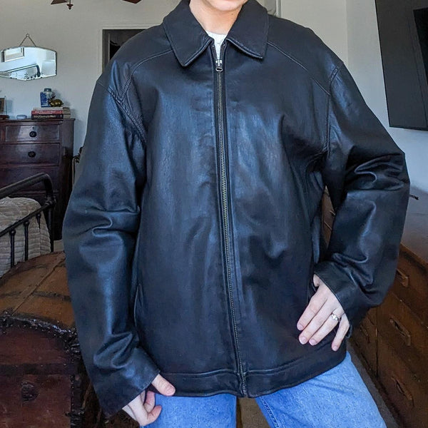 Vintage Y2K Colebrook Black Leather Zip Up Jacket