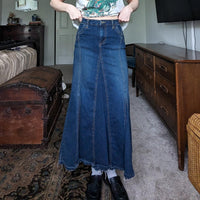 Vintage Y2K Pleated Denim Maxi Skirt