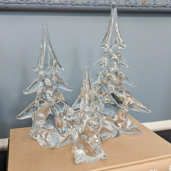 Set of 3 Lead Crystal 24% Christmas Trees 9.5", 8", 5.5" Made In Japan Taste Seller Sigma