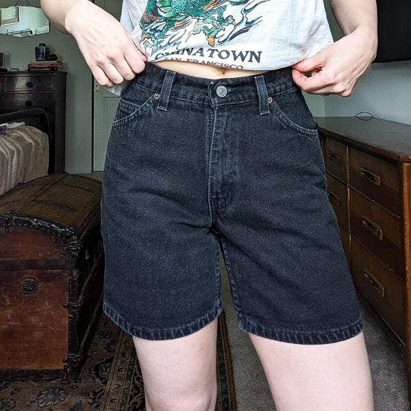 Vintage Rare White Label Levi's Black High Waisted 950 Shorts