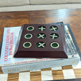 Vintage Wooden Brass Tic Tac Toe Game Board