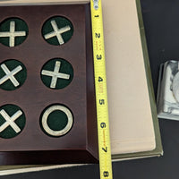 Vintage Wooden Brass Tic Tac Toe Game Board