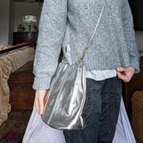 Vintage Silver Convertible Crossbody Satchel Purse