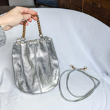 Vintage Silver Convertible Crossbody Satchel Purse