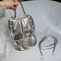 Vintage Silver Convertible Crossbody Satchel Purse