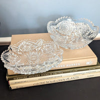 Vintage Set Ornate Heavy Cut Crystal Bowl and Dish