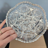 Vintage Set Ornate Heavy Cut Crystal Bowl and Dish