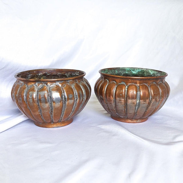 Pair of Matching Vintage Egyptian Copper Planters