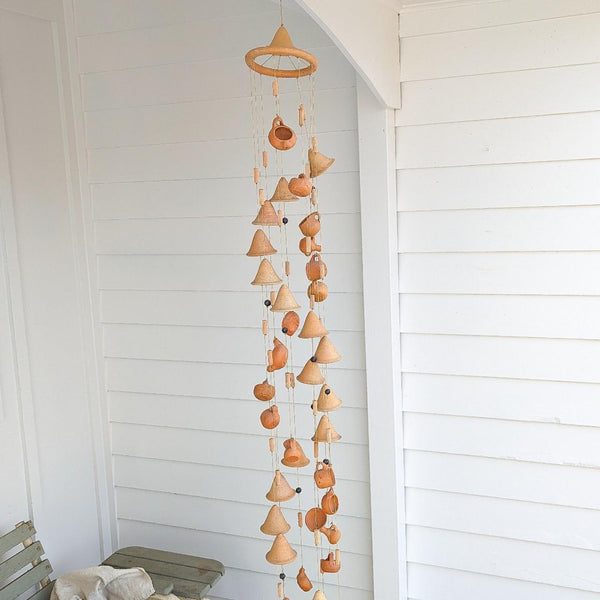 Vintage Clay Pottery Large Artisan Wind Chime Outdoor Decoration