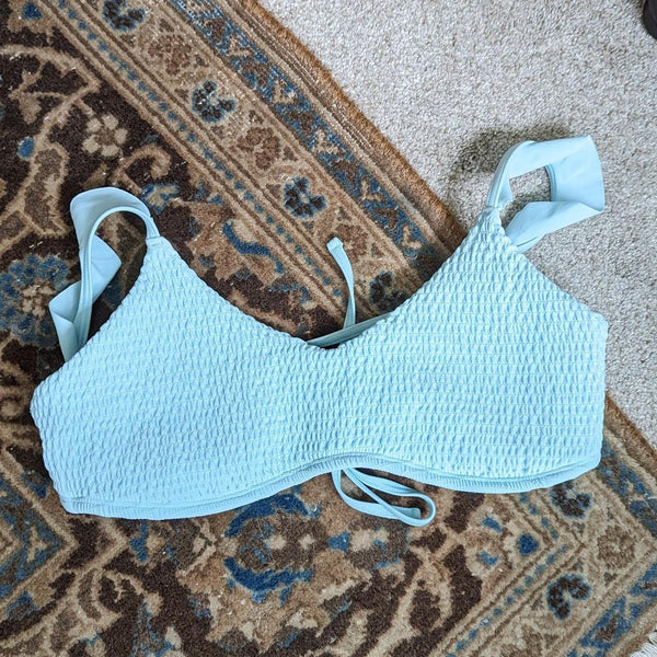 Hollister Blue Smocked Bikini Swim Top Small