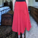 Vintage Tomato Red Cotton Crochet Tiered Maxi Skirt