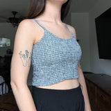 Vintage Y2K Deranged Blue Plaid Scrunchie Smocked Cropped Tank Top