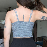 Vintage Y2K Deranged Blue Plaid Scrunchie Smocked Cropped Tank Top