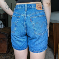 Levi's Denim 501 Button Fly Long Jean Shorts