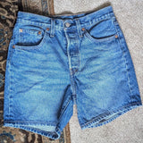 Levi's Denim 501 Button Fly Long Jean Shorts