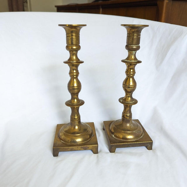 Vintage Pair 9.5" Brass Candlestick Holders