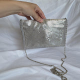 Vintage Silver Metal Beaded Crossbody Mini Bag