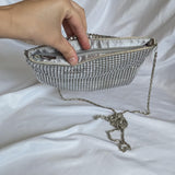 Vintage Silver Metal Beaded Crossbody Mini Bag