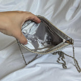 Vintage Silver Metal Beaded Crossbody Mini Bag