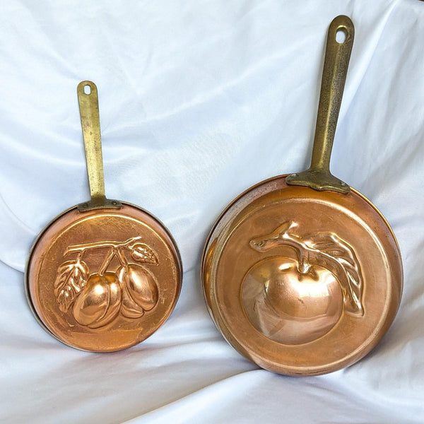 Pair of Vintage Decorative Copper and Brass Mold Pans