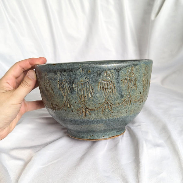 Vintage Studio Pottery Artist Signed Blue Fish Design Bowl