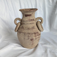 Vintage Clay Pottery Style Double Handle Vase