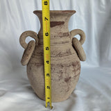 Vintage Clay Pottery Style Double Handle Vase