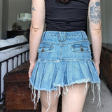 Vintage Y2K American Eagle Denim Flouncy Micro Mini Skirt