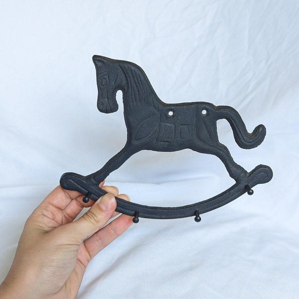 Vintage Cast Iron Rocking Horse Hanging Wall Organizer Hooks