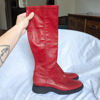 Vintage Ralph Lauren Cherry Red Leather Tall Boots
