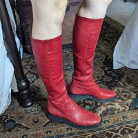 Vintage Ralph Lauren Cherry Red Leather Tall Boots