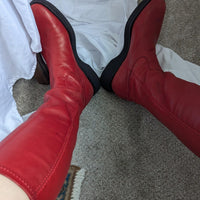 Vintage Ralph Lauren Cherry Red Leather Tall Boots