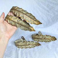 Set of Four Botanical Leaf Chippy Antiqued Metal Curtain Tie Backs