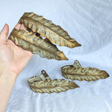 Set of Four Botanical Leaf Chippy Antiqued Metal Curtain Tie Backs