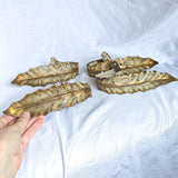 Set of Four Botanical Leaf Chippy Antiqued Metal Curtain Tie Backs