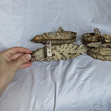 Set of Four Botanical Leaf Chippy Antiqued Metal Curtain Tie Backs