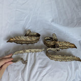 Set of Four Botanical Leaf Chippy Antiqued Metal Curtain Tie Backs