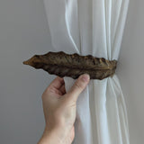 Set of Four Botanical Leaf Chippy Antiqued Metal Curtain Tie Backs