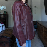Vintage Covington Outerwear Burgundy Red Leather Zip Up Jacket