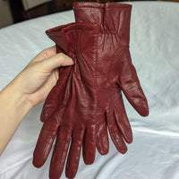 Vintage Oxblood Dark Red Leather Fownes Driving Gloves