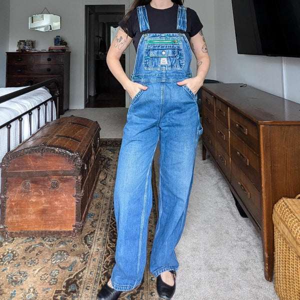 Vintage Lady Liberty Denim Straight Leg Overalls