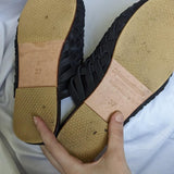 Seminyak Leather Bali Black Braided Woven Leather Mules