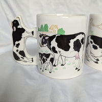 Vintage Graphic Pair of Cow Mugs