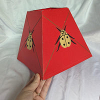 Vintage Red Metal Ladybug Chinoiserie Style Lampshade