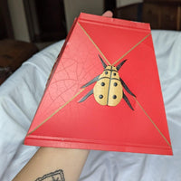 Vintage Red Metal Ladybug Chinoiserie Style Lampshade