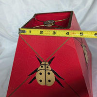 Vintage Red Metal Ladybug Chinoiserie Style Lampshade