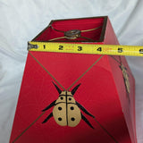 Vintage Red Metal Ladybug Chinoiserie Style Lampshade