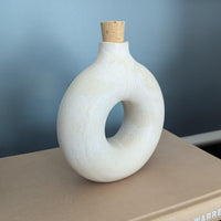 Annie Hanks Ceramics Artist Signed Artisan Made Donut Decanter Sculpture Vase