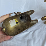 Pair of Vintage Heavy Brass Reindeer Candlestick Holders