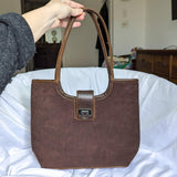 Vintage Chateau Chocolate Brown Faux Leather Suede Purse